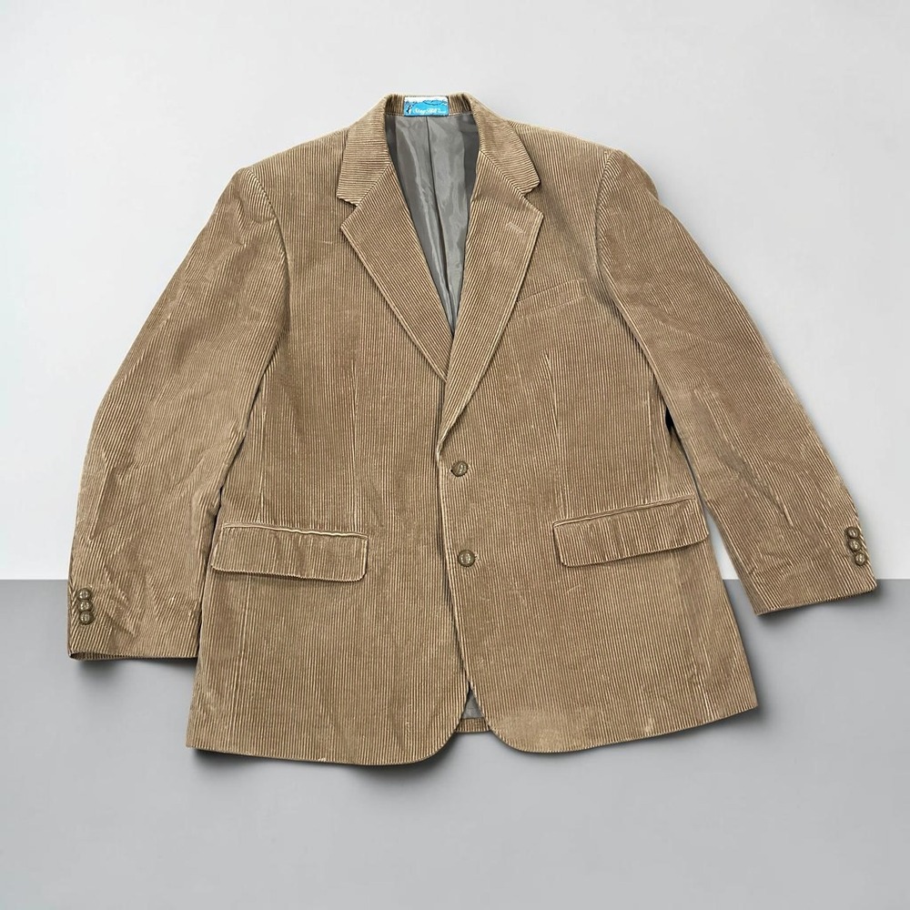 Stag Hill Haband Tan Corduroy Blazer Jacket Vintage Academic Mens XL 48 Chest